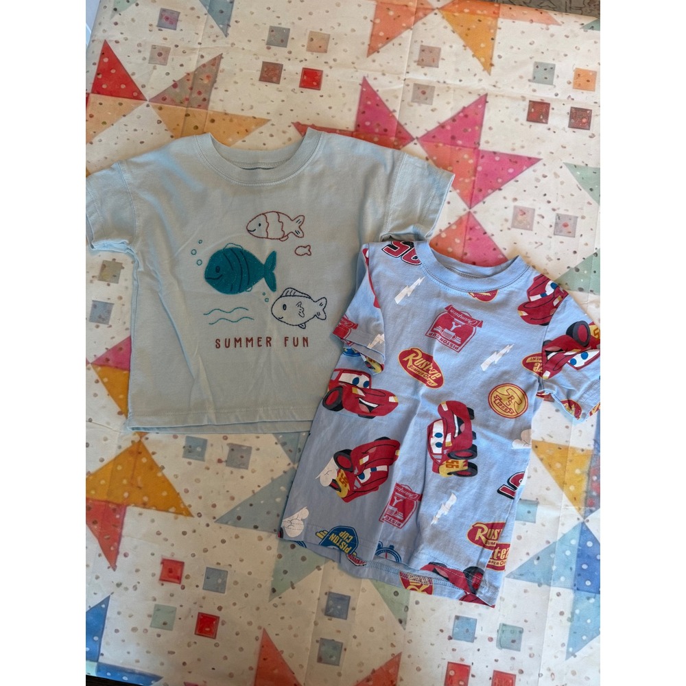 Carters Boys 2T Graphic Tee Bundle Disney Cars Lightning McQueen Summer Fun 2pk